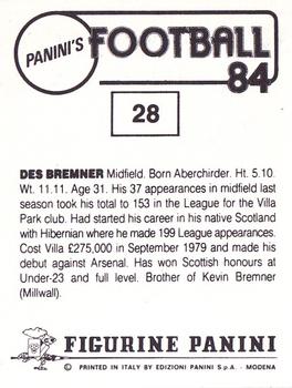 1983-84 Panini Football 84 (UK) #28 Des Bremner Back