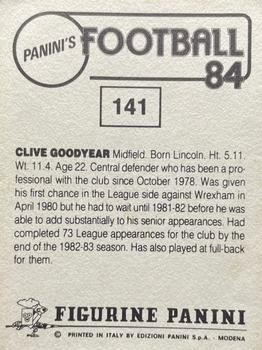 1983-84 Panini Football 84 (UK) #141 Clive Goodyear Back
