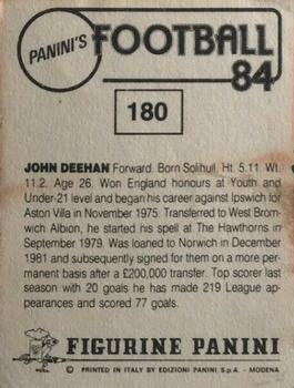1983-84 Panini Football 84 (UK) #180 John Deehan Back