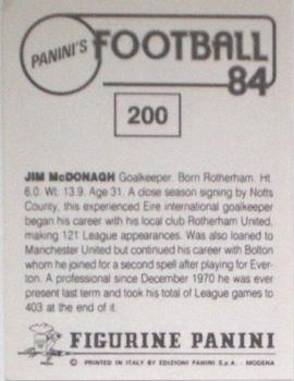 1983-84 Panini Football 84 (UK) #200 Jim McDonagh Back