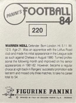 1983-84 Panini Football 84 (UK) #220 Warren Neill Back