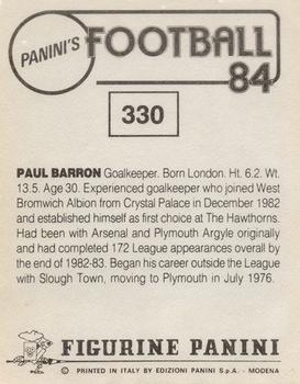 1983-84 Panini Football 84 (UK) #330 Paul Barron Back
