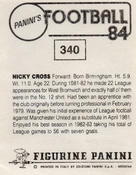 1983-84 Panini Football 84 (UK) #340 Nicky Cross Back
