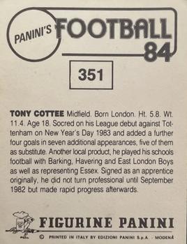 1983-84 Panini Football 84 (UK) #351 Tony Cottee Back
