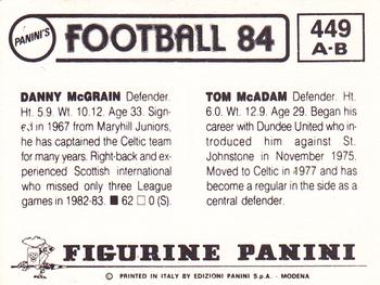 1983-84 Panini Football 84 (UK) #449 Tom McAdam / Danny McGrain Back