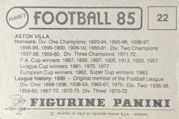 1984-85 Panini Football 85 (UK) #22 Team Photo Back