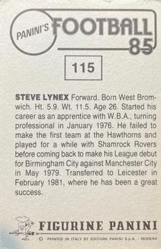 1984-85 Panini Football 85 (UK) #115 Steve Lynex Back