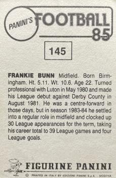 1984-85 Panini Football 85 (UK) #145 Frankie Bunn Back