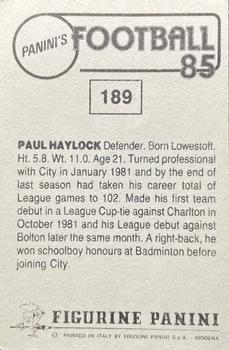 1984-85 Panini Football 85 (UK) #189 Paul Haylock Back