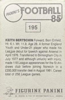 1984-85 Panini Football 85 (UK) #195 Keith Bertschin Back
