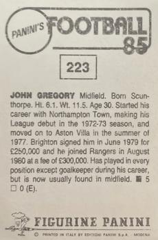 1984-85 Panini Football 85 (UK) #223 John Gregory Back