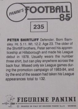 1984-85 Panini Football 85 (UK) #235 Peter Shirtliff Back