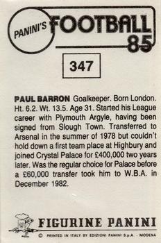 1984-85 Panini Football 85 (UK) #347 Paul Barron Back
