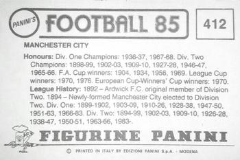 1984-85 Panini Football 85 (UK) #412 Manchester City Team Photo Back