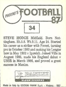 1986-87 Panini Football 87 (UK) #34 Steve Hodge Back