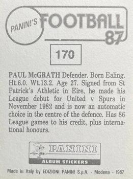 1986-87 Panini Football 87 (UK) #170 Paul McGrath Back