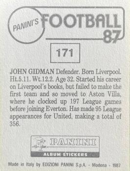 1986-87 Panini Football 87 (UK) #171 John Gidman Back