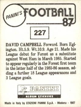 1986-87 Panini Football 87 (UK) #227 David Campbell Back
