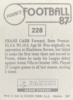 1986-87 Panini Football 87 (UK) #228 Franz Carr Back