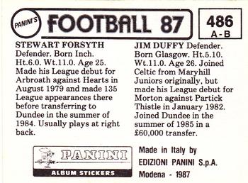 1986-87 Panini Football 87 (UK) #486 Jim Duffy / Stewart Forsyth Back