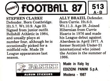 1986-87 Panini Football 87 (UK) #513 Ally Brazil / Stephen Clarke Back