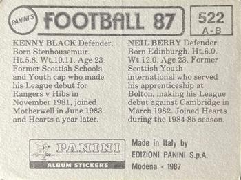 1986-87 Panini Football 87 (UK) #522 Neil Berry / Kenny Black Back