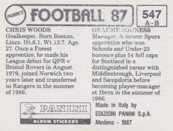 1986-87 Panini Football 87 (UK) #547 Graeme Souness / Chris Woods Back