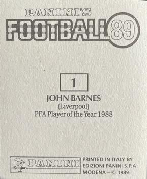 1988-89 Panini Football 89 (UK) #1 John Barnes Back