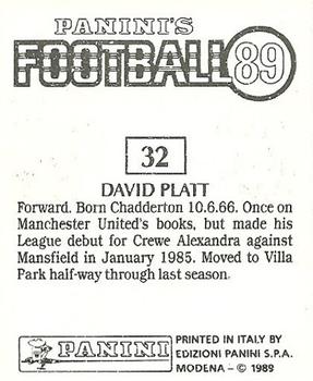 1988-89 Panini Football 89 (UK) #32 David Platt Back