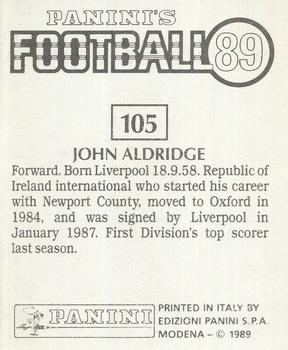 1988-89 Panini Football 89 (UK) #105 John Aldridge Back