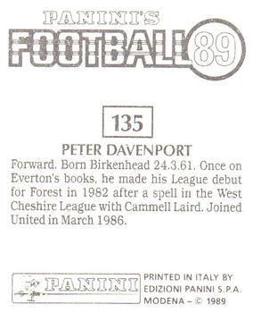 1988-89 Panini Football 89 (UK) #135 Peter Davenport Back