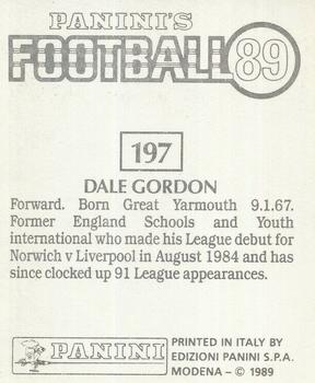 1988-89 Panini Football 89 (UK) #197 Dale Gordon Back