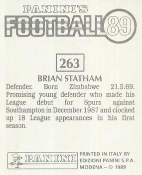1988-89 Panini Football 89 (UK) #263 Brian Statham Back