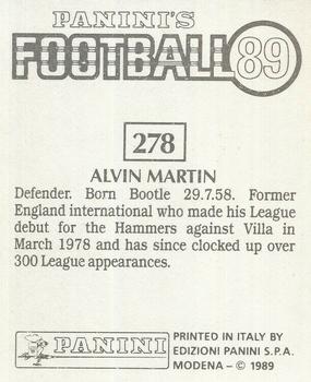 1988-89 Panini Football 89 (UK) #278 Alvin Martin Back