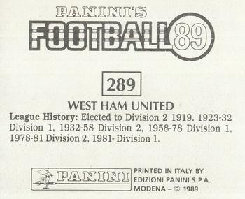 1988-89 Panini Football 89 (UK) #289 Team Back