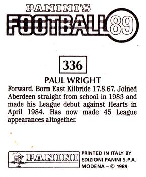 1988-89 Panini Football 89 (UK) #336 Paul Wright Back