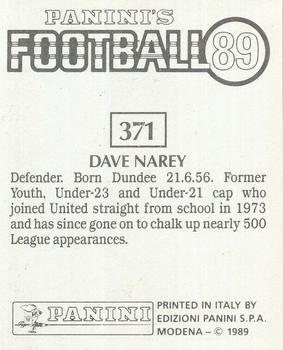 1988-89 Panini Football 89 (UK) #371 Dave Narey Back