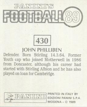 1988-89 Panini Football 89 (UK) #430 John Philliben Back