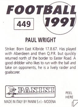 1990-91 Panini Football 91 (UK) #449 Paul Wright Back