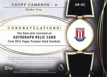 2016 Topps Premier Gold - Autograph Relics Red #AR-GC Geoff Cameron Back