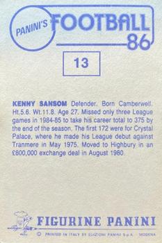 1985-86 Panini Football 86 (UK) #13 Kenny Sansom Back