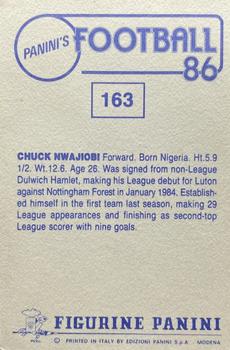 1985-86 Panini Football 86 (UK) #163 Chuck Nwajiobi Back