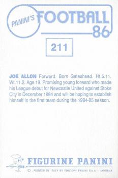 1985-86 Panini Football 86 (UK) #211 Joe Allon Back