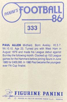 1985-86 Panini Football 86 (UK) #333 Paul Allen Back