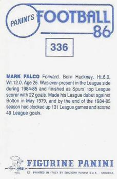 1985-86 Panini Football 86 (UK) #336 Mark Falco Back