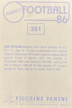 1985-86 Panini Football 86 (UK) #351 Les Taylor Back