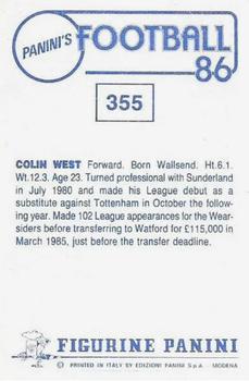 1985-86 Panini Football 86 (UK) #355 Colin West Back