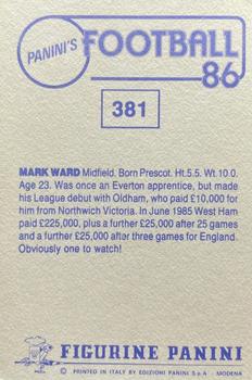 1985-86 Panini Football 86 (UK) #381 Mark Ward Back