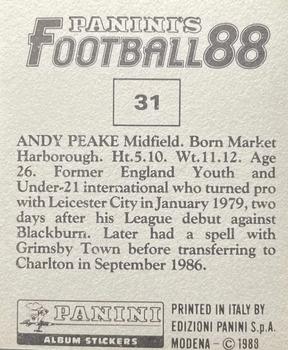 1987-88 Panini Football 88 (UK) #31 Andy Peake Back