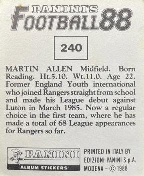 1987-88 Panini Football 88 (UK) #240 Martin Allen Back